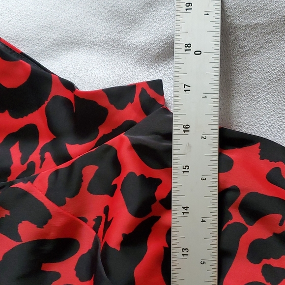 Venus Leopard Print Cap Sleeve Fitted Dress Red - Picture 11 of 12